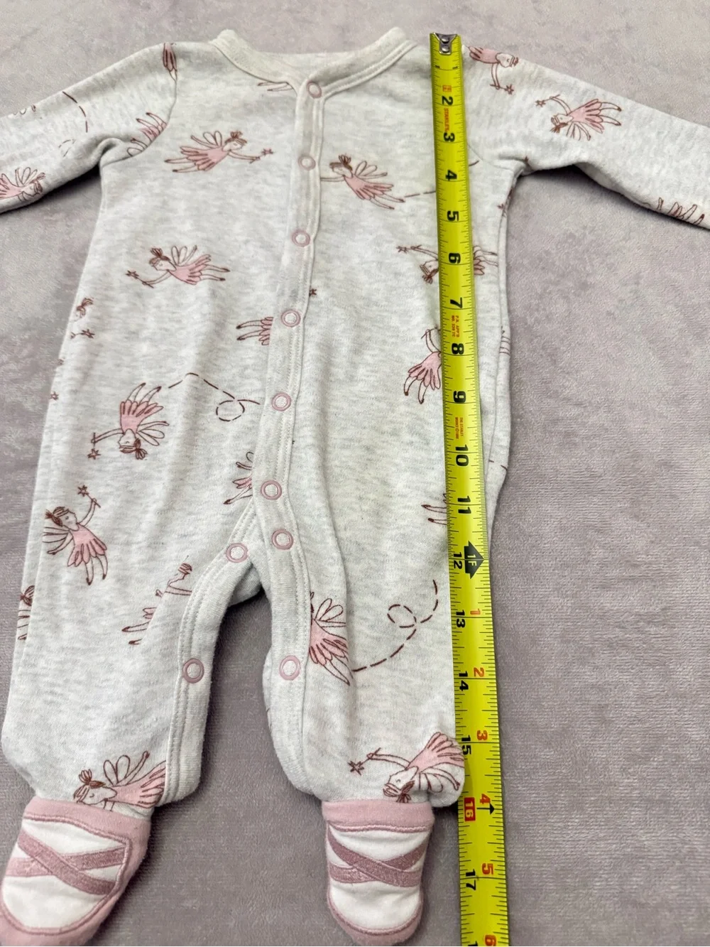 Carter’s Baby Girl Footed Sleeper Pajamas 3M Pink Ballerina Fairy Snap Front Bal